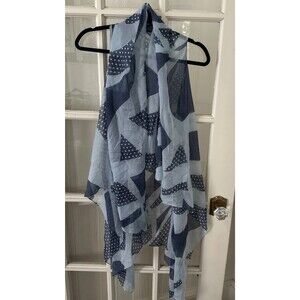Blue Polka Dot Vest Shawl Sheer Wrap Women's One Size
